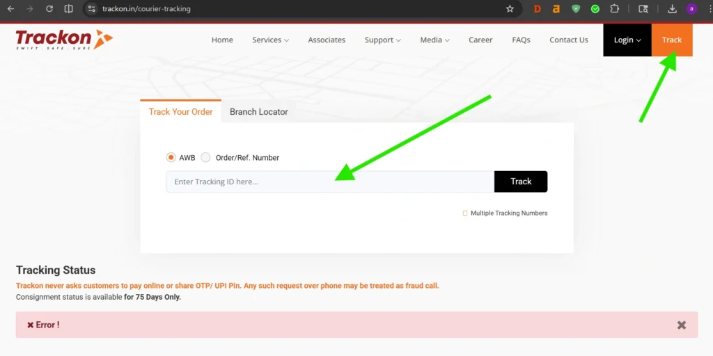 Enter Your Tracking Number